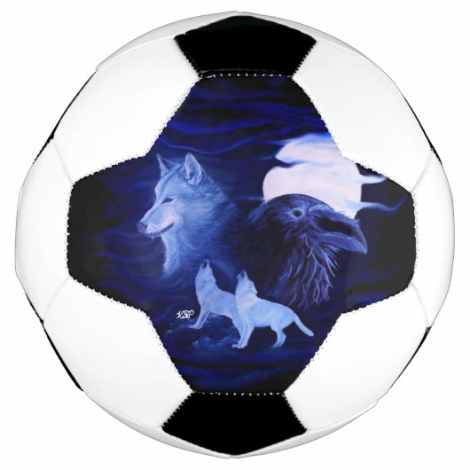 Wölfe und Raven mit Vollmond Fußball (Vorderseite)