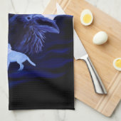 Wölfe und Raven mit Vollmond Geschirrtuch (Viertel Falte)