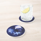 Wölfe und Raven mit Vollmond Getränkeuntersetzer (Seite)