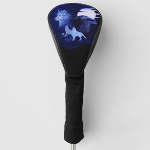 Wölfe und Raven mit Vollmond Golf Headcover