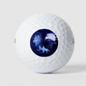 Wölfe und Raven mit Vollmond Golfball (Vorderseite)