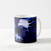 Wölfe und Raven mit Vollmond Kaffeetasse (VorderseiteRechts)
