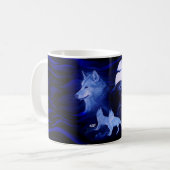 Wölfe und Raven mit Vollmond Kaffeetasse (Vorderseite Links)