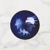 Wölfe und Raven mit Vollmond Konfetti (Klein Vorderseite)
