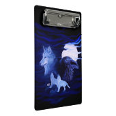 Wölfe und Raven mit Vollmond Mini Klemmbrett (Schrägansicht)