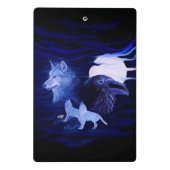 Wölfe und Raven mit Vollmond Mini Klemmbrett (Rückseite)