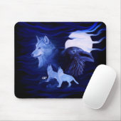 Wölfe und Raven mit Vollmond Mousepad (Mit Mouse)