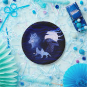 Wölfe und Raven mit Vollmond Pappteller (Party)