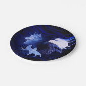 Wölfe und Raven mit Vollmond Pappteller (Schrägansicht)