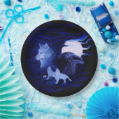 Wölfe und Raven mit Vollmond Pappteller (Party)