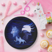 Wölfe und Raven mit Vollmond Pappteller (Party)