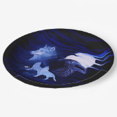 Wölfe und Raven mit Vollmond Pappteller (Schrägansicht)