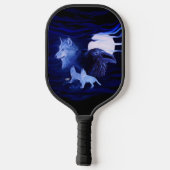 Wölfe und Raven mit Vollmond Pickleball Schläger (Rückseite)