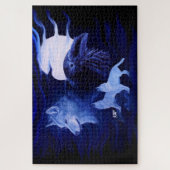 Wölfe und Raven mit Vollmond Puzzle (Vertikal)