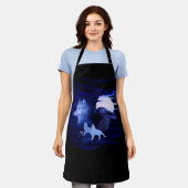 Wölfe und Raven mit Vollmond Schürze (Getragen)