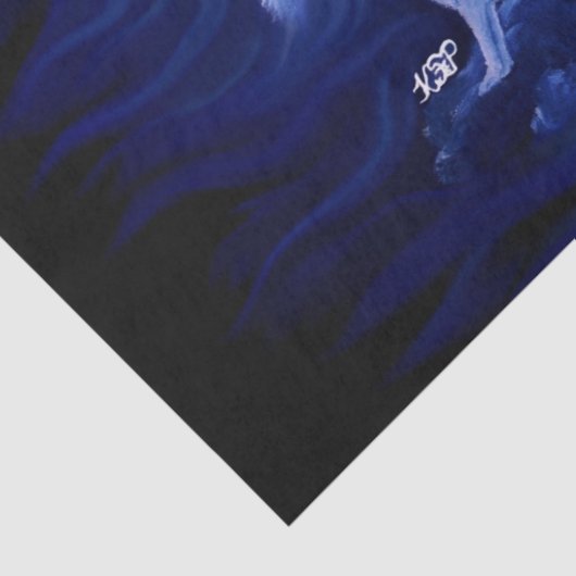 Wölfe und Raven mit Vollmond Seidenpapier (Detail)