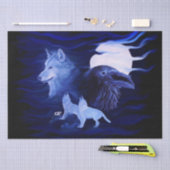 Wölfe und Raven mit Vollmond Seidenpapier (Handwerk)