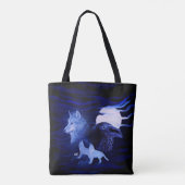 Wölfe und Raven mit Vollmond Tasche (Rückseite)