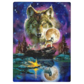 Wölfe und Vollmond Klemmbrett (Rückseite)