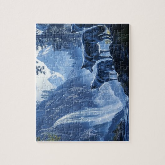 Wölfe und Wasserfälle Puzzle (Vertikal)