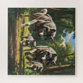 Wölfe und Welpen - Tierpuzzle Puzzle (Horizontal)