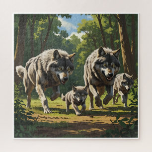 Wölfe und Welpen - Tierpuzzle Puzzle