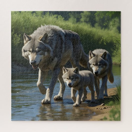 Wölfe und Welpen - Tierpuzzle Puzzle (Vertikal)