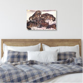 Wölfe von Winifred Austen, Vintage Wildtiere Leinwanddruck (Insitu (Schlafzimmer))