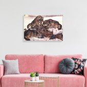 Wölfe von Winifred Austen, Vintage Wildtiere Leinwanddruck (Insitu (Wohnzimmer))