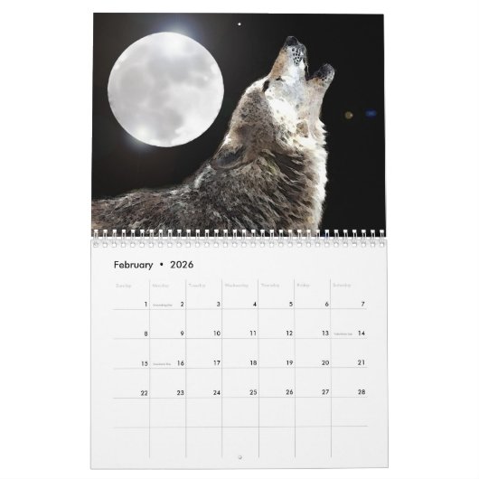 Wölfe - Wildtiere Kalender (Feb 2026)