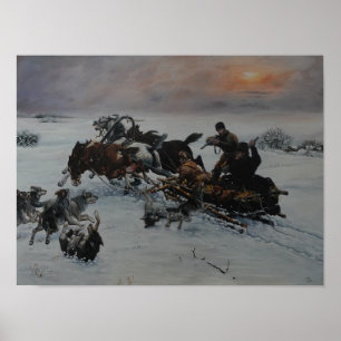 Wölfe Winterangriff Poster