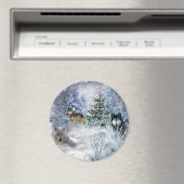 Wölfe zu Weihnachten ein Winter Wonderland Kühlsch Magnet (In Situ (Geschirrspüler))
