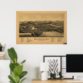Wolfeboro New Hampshire 1889 Antike Panoramakarte Poster (Heimbüro)