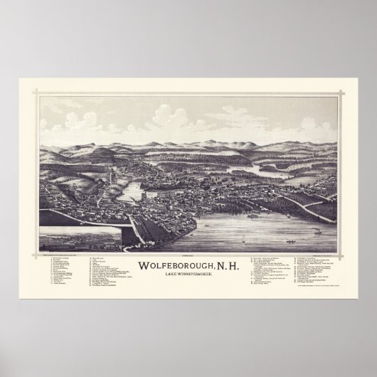 Wolfeborough, NH (Wolfeboro) Panoramakarte - 1889 Poster (Vorne)