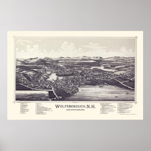 Wolfeborough, panoramische Karte NH (Wolfeboro) - Poster