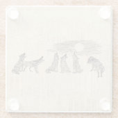 Wolfen Howling auf dem Mond Vintage Wolfskunst Glasuntersetzer (Rückseite)