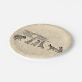 Wolfen Howling auf dem Mond Vintage Wolfskunst Pappteller (Schrägansicht)