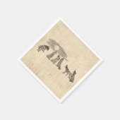 Wolfen Howling auf dem Mond Vintage Wolfskunst Serviette (Ecke)