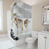 Wolfen in der Schneemalerei - Original Wildlife Ar Duschvorhang (Beispiel)