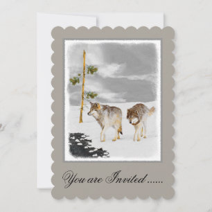 Wolfen in der Schneemalerei - Original Wildlife Ar Einladung