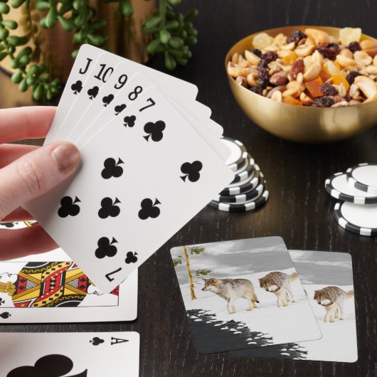 Wolfen in der Schneemalerei - Original Wildlife Ar Spielkarten (In Situ)