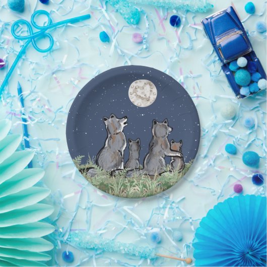 Wolfen Wolf Howling am Mond, Night Stars Animal Pappteller (Party)