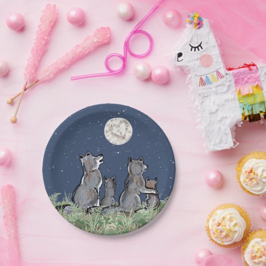 Wolfen Wolf Howling am Mond, Night Stars Animal Pappteller (Party)