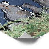 Wolfen Wolf Howling am Mond, Night Stars Custom Poster (Ecke)