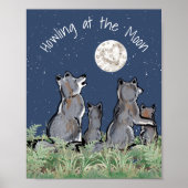 Wolfen Wolf Howling am Mond, Night Stars Custom Poster (Vorne)