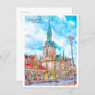 Wolfenbuttel Deutschland Vintage Wasserfarbe Postkarte