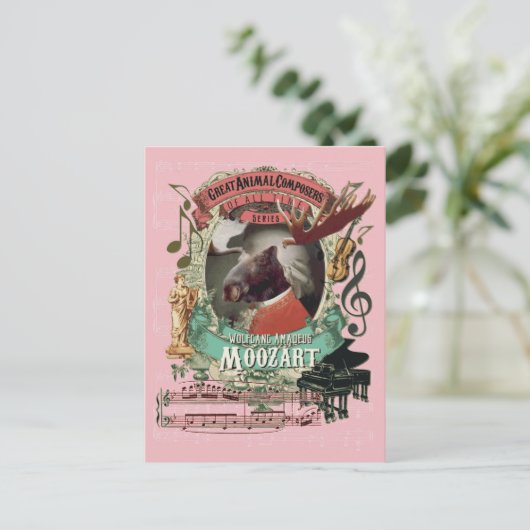 Wolfgang Amadeus Moozart Moose Animal Composer Postkarte (Stehend Vorderseite)