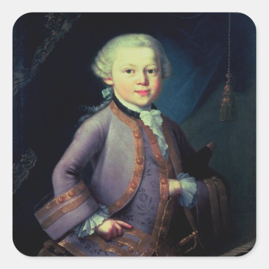 Wolfgang Amadeus Mozart , 1763 Quadratischer Aufkleber (Vorderseite)
