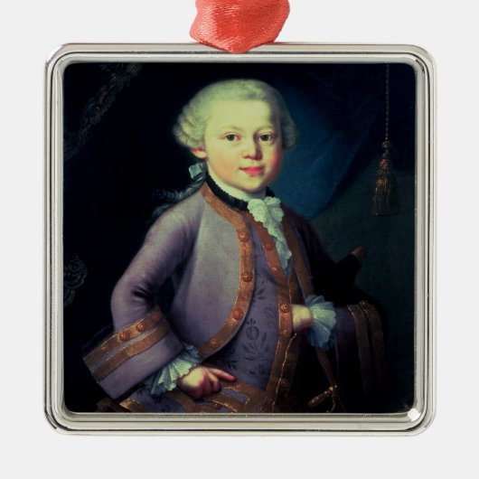 Wolfgang Amadeus Mozart, 1763 Silbernes Ornament (Vorne)