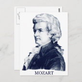 Wolfgang Amadeus Mozart, blau Postkarte (Vorne/Hinten)